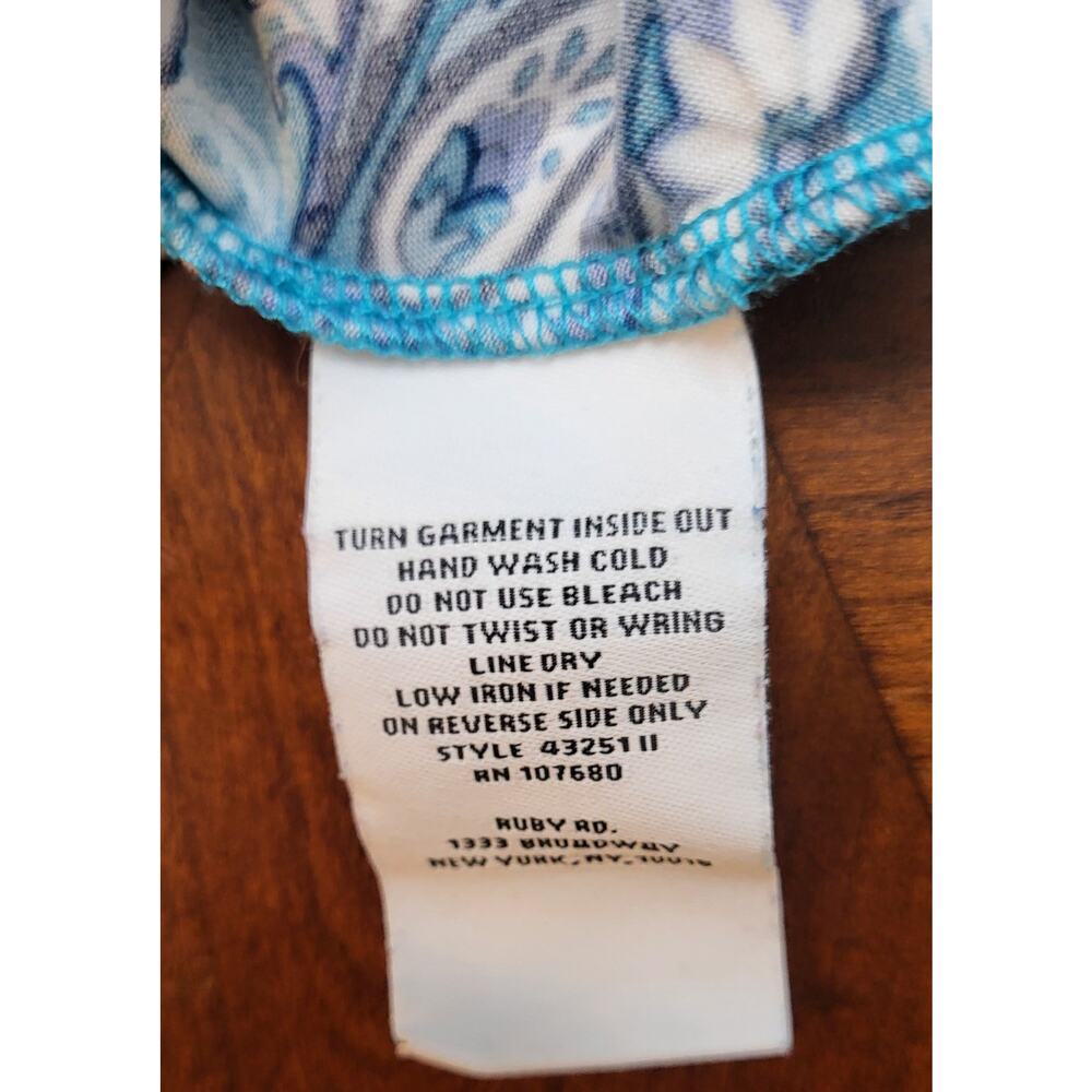 Ruby Rd. Aqua Paisley Print Blouse Womans Size 1X With 3/4 Sleeve - Picture 7 of 15